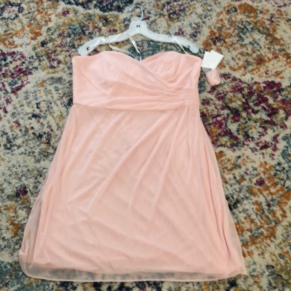 Size 16 strapless David’s bridal petal pink dress
